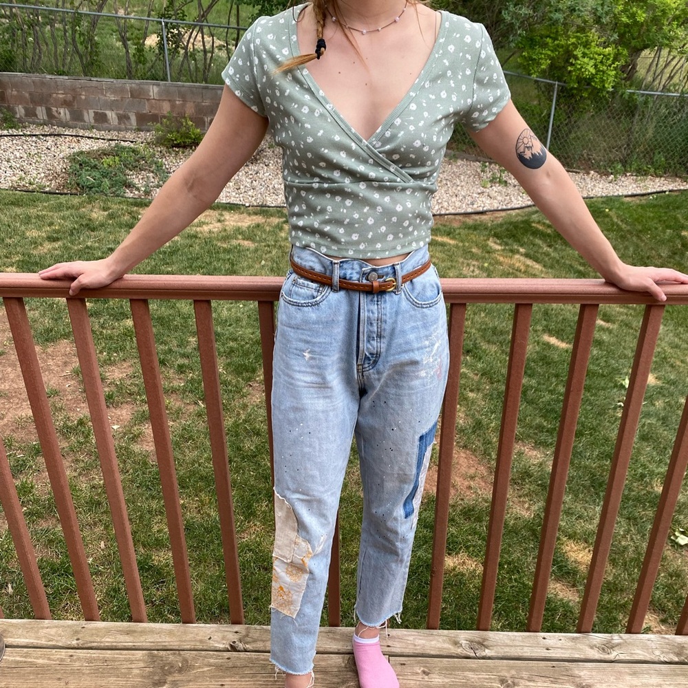 Green Floral crop top from Rue21
